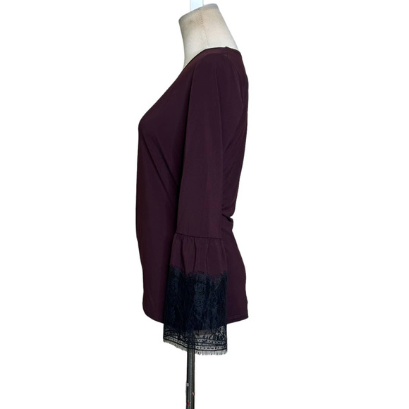 KOBI Aubergine/Black Miley Long Sleeve Blouse size Small - Picture 4 of 15